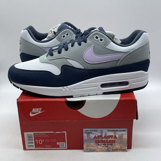 Size 10.5 - Nike Air Max 1 Obsidian Lilac Bloom White Purple Suede (FD9082-001)