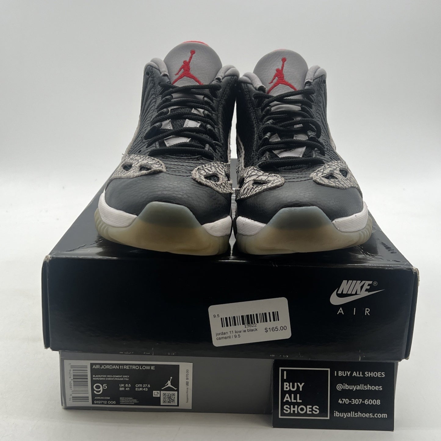 Size 9.5 - Air Jordan 11 Retro IE Low Black Cement (919712-006)