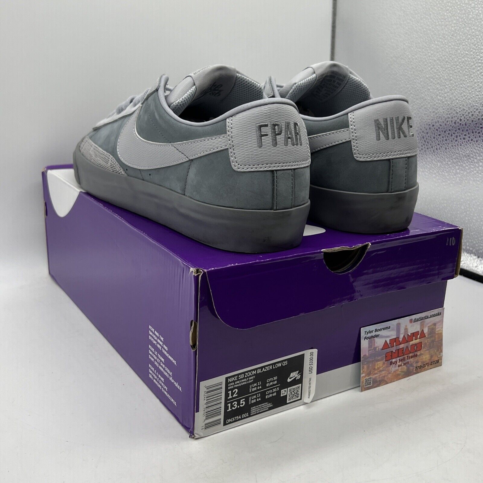 Size 12 - Nike Forty Percent Against Rights x Blazer SB Low Cool Grey DN3754-001