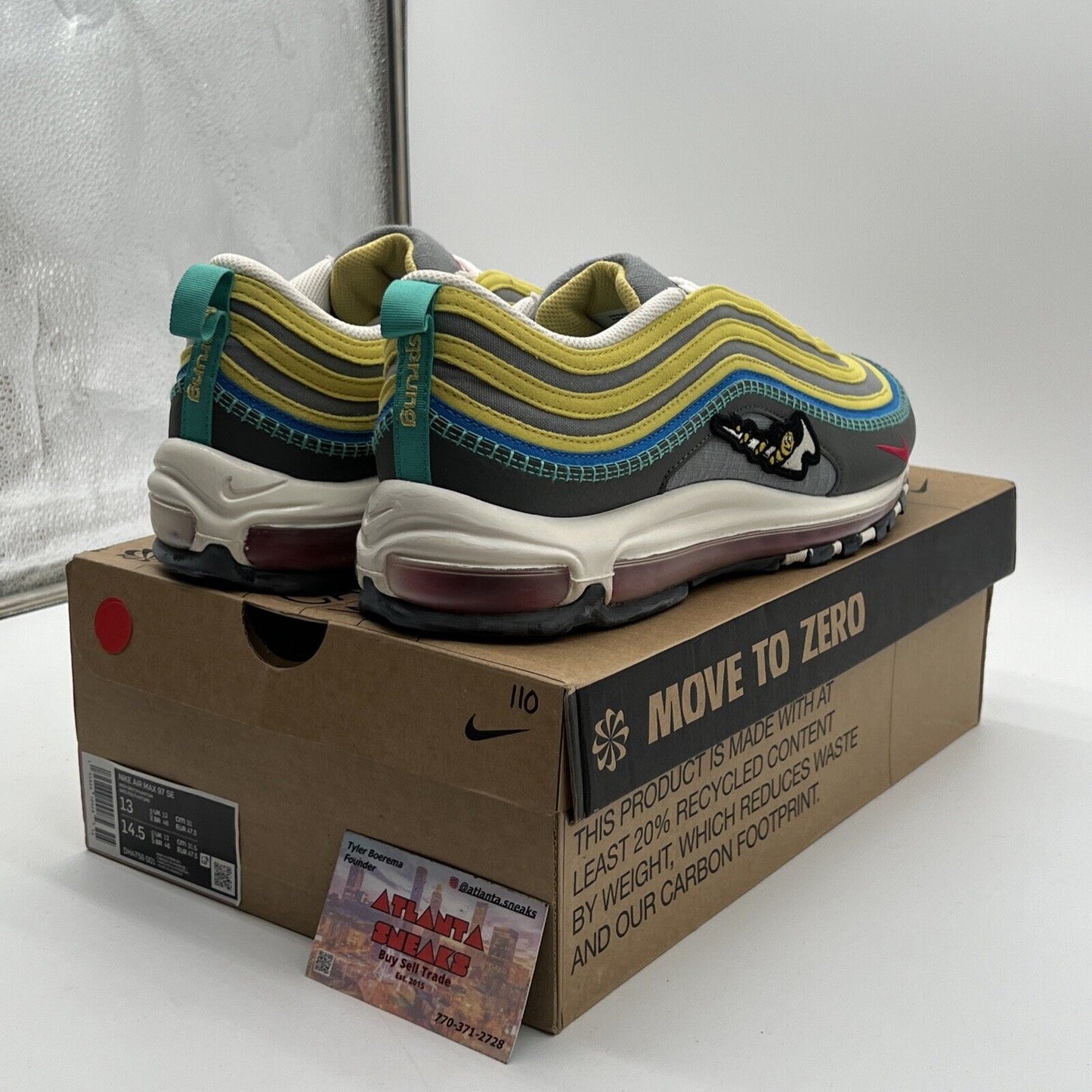 Size 13 - Nike Air Max 97 Air Sprung Yellow Grey White Pink Leather (DH4759-001)