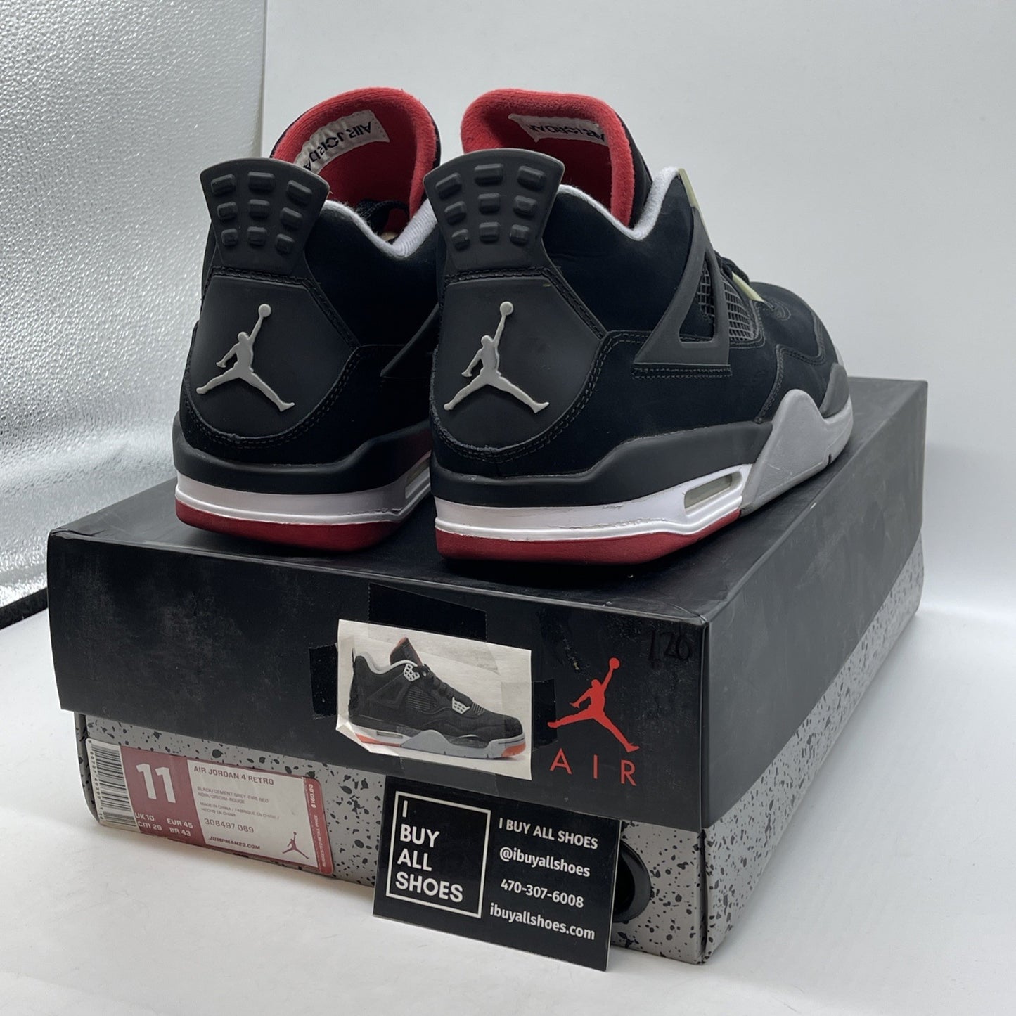 Size 11 - Jordan 4 Retro bred Black Red Suede (308497-089)