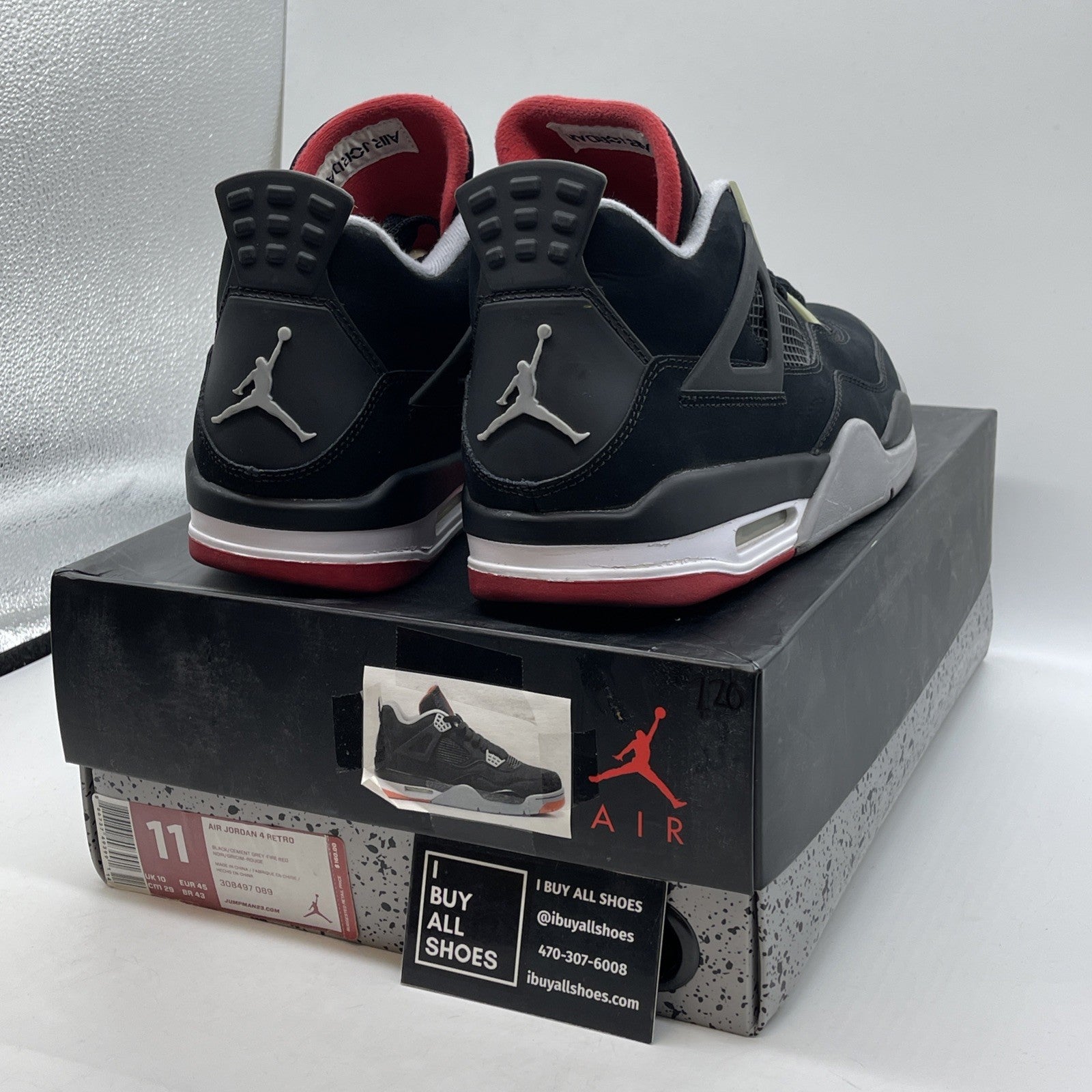 Size 11 - Jordan 4 Retro bred Black Red Suede (308497-089)