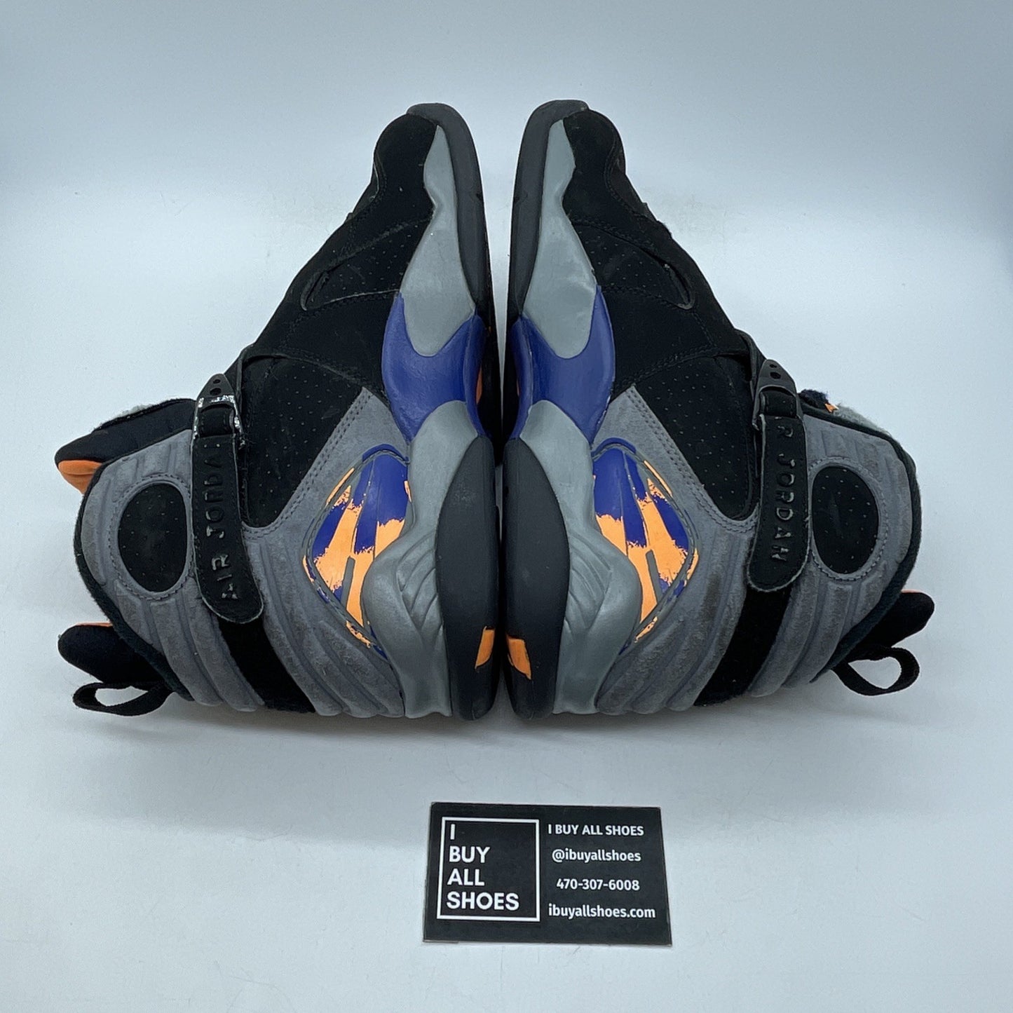 Size 9 - Air Jordan 8 Retro Phoenix Suns Grey Black Suede (305381-043)