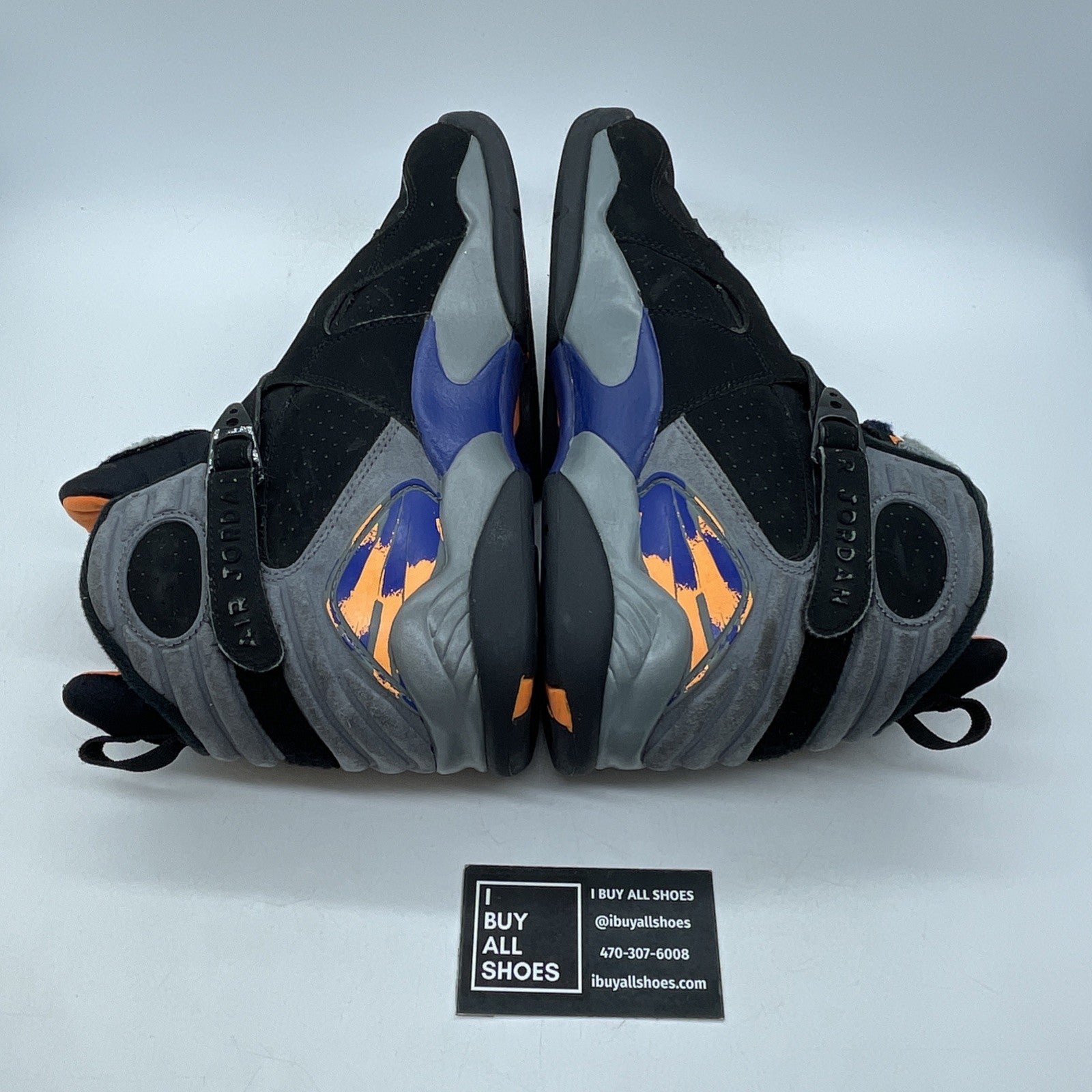 Size 9 - Air Jordan 8 Retro Phoenix Suns Grey Black Suede (305381-043)