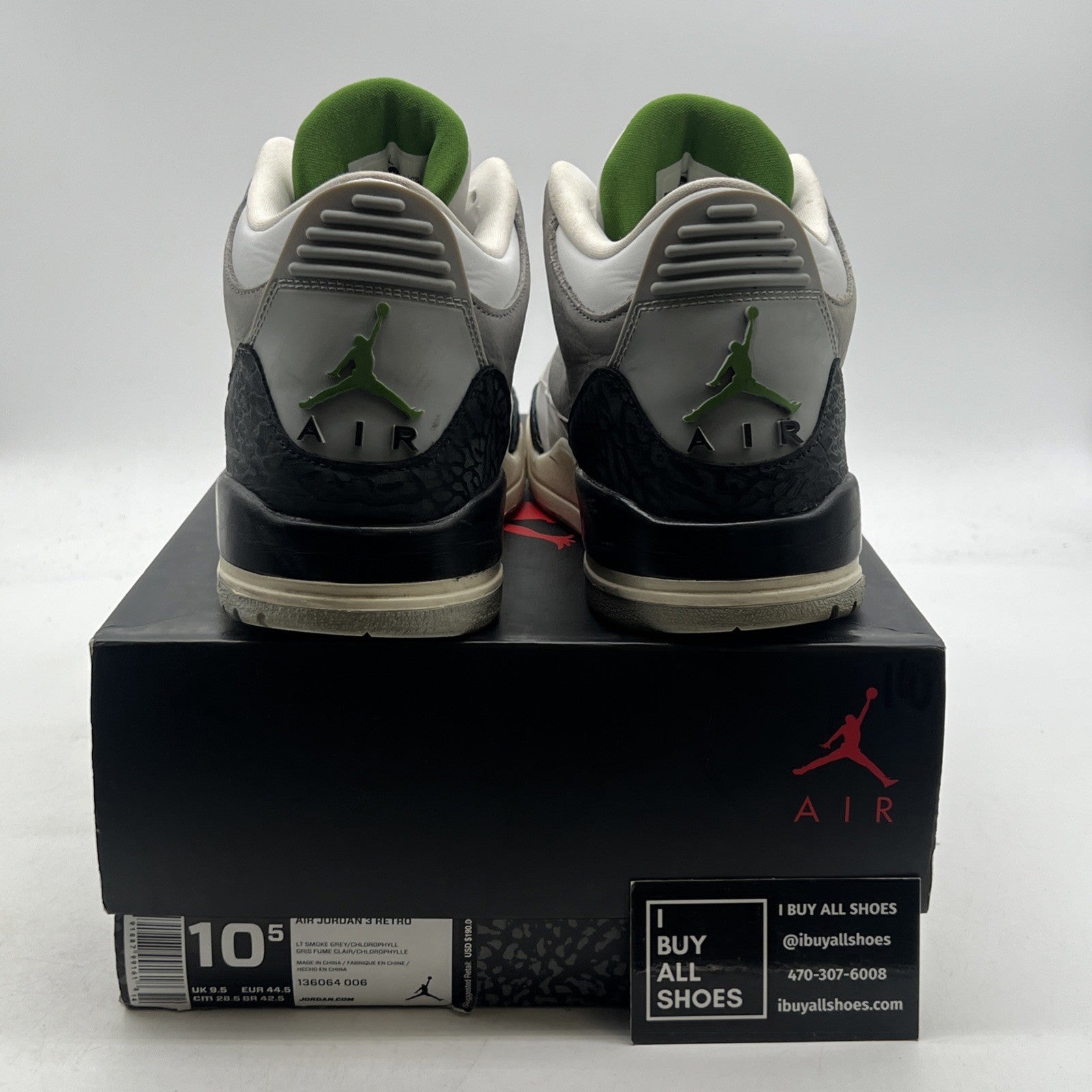 Size 10.5 - Air Jordan 3 Retro Chlorophyll (136064-006)