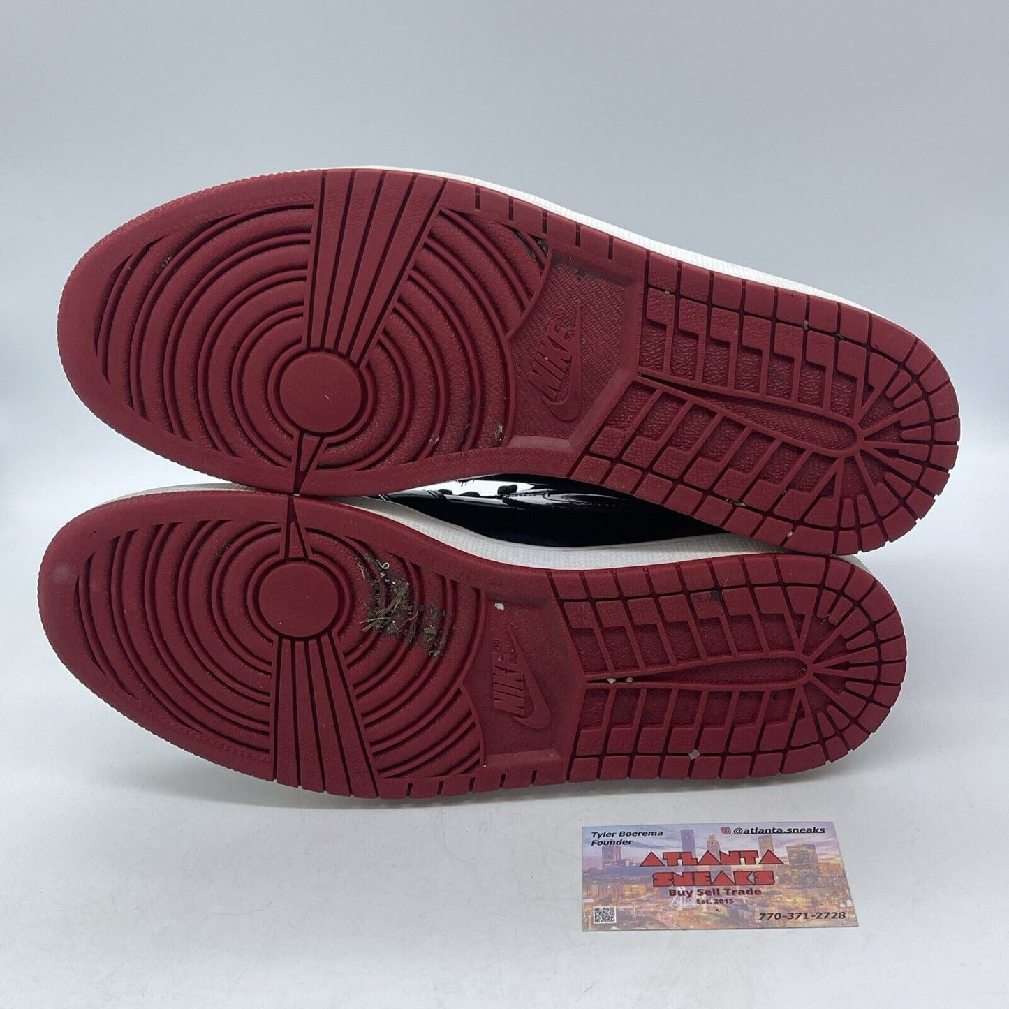 Size 12 - Jordan 1 Retro OG High Patent Bred Black Red Leather (555088-063)