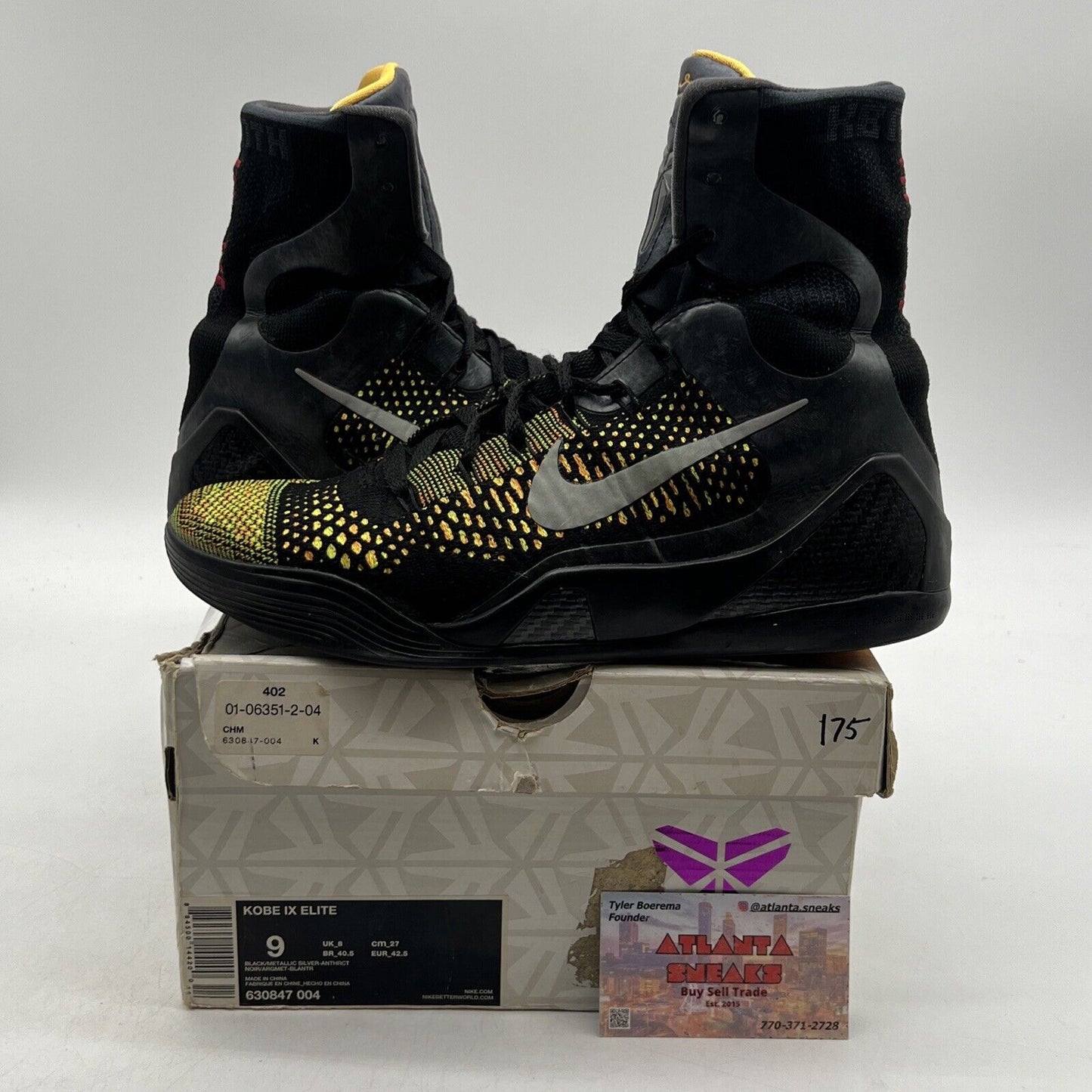 Size 9 - Nike Kobe 9 Elite Inspiration Black Yellow (630847-004)