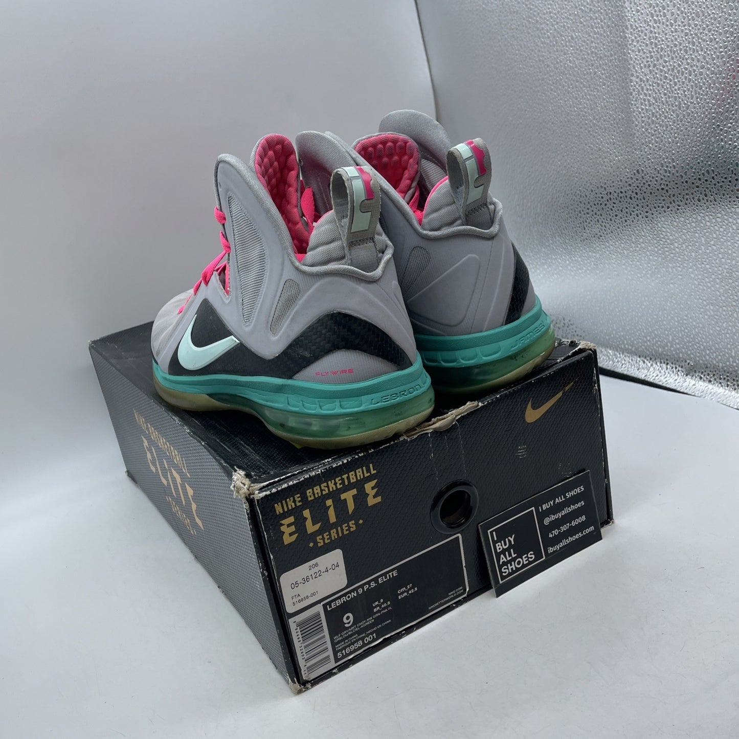 Size 9 - Nike LeBron 9 P.S. Elite South Beach (516958-001)