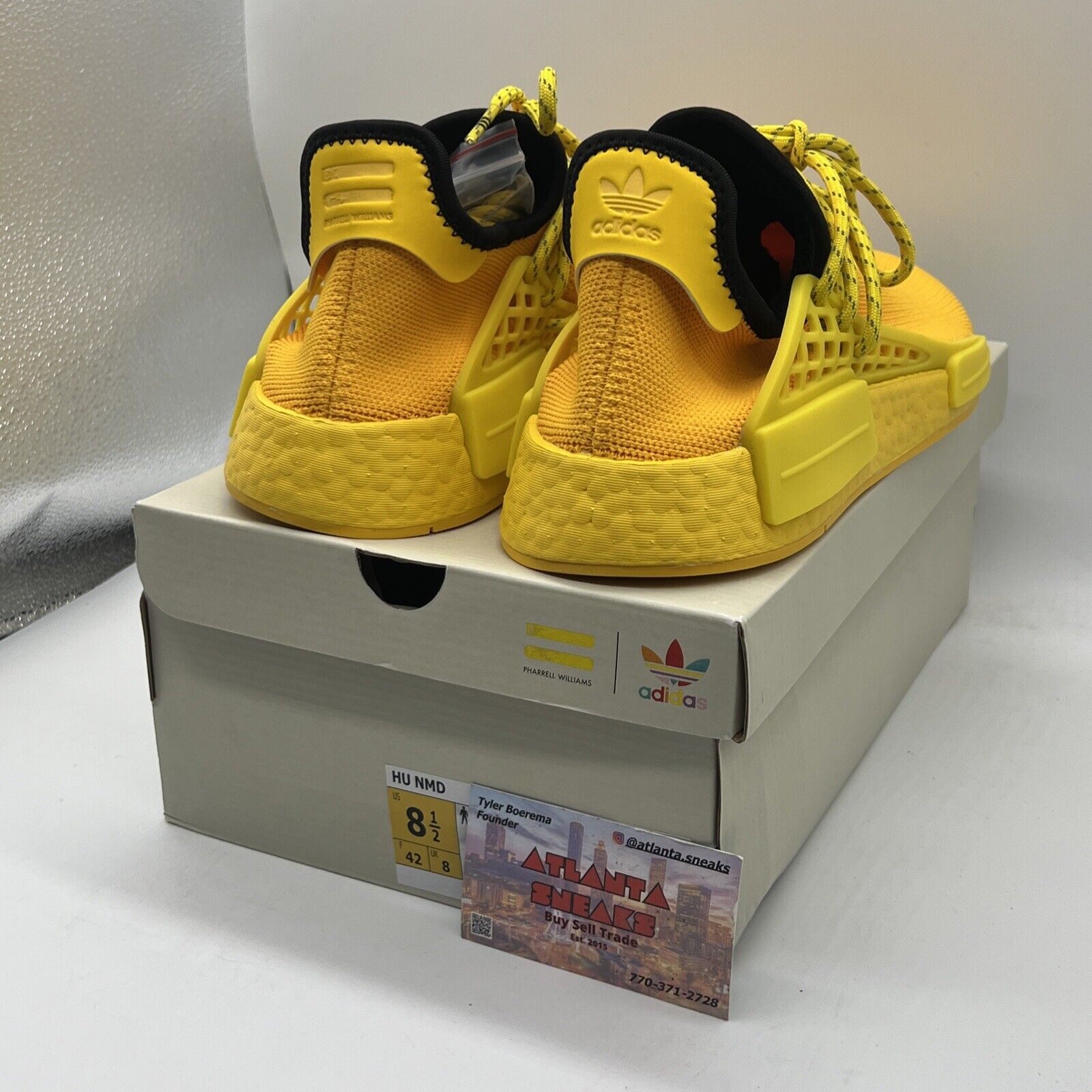 Size 8.5 - adidas Pharrell x NMD Human Race Yellow Brand New Og All Black DS