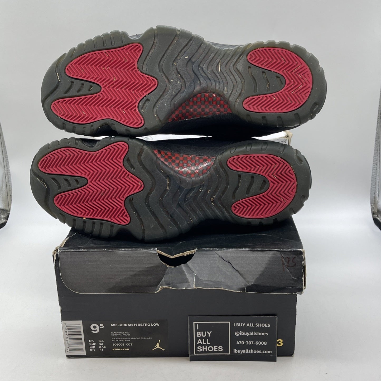 Size 9.5 - Air Jordan 11 IE Low Referee Black Suede Leather (306008-003)