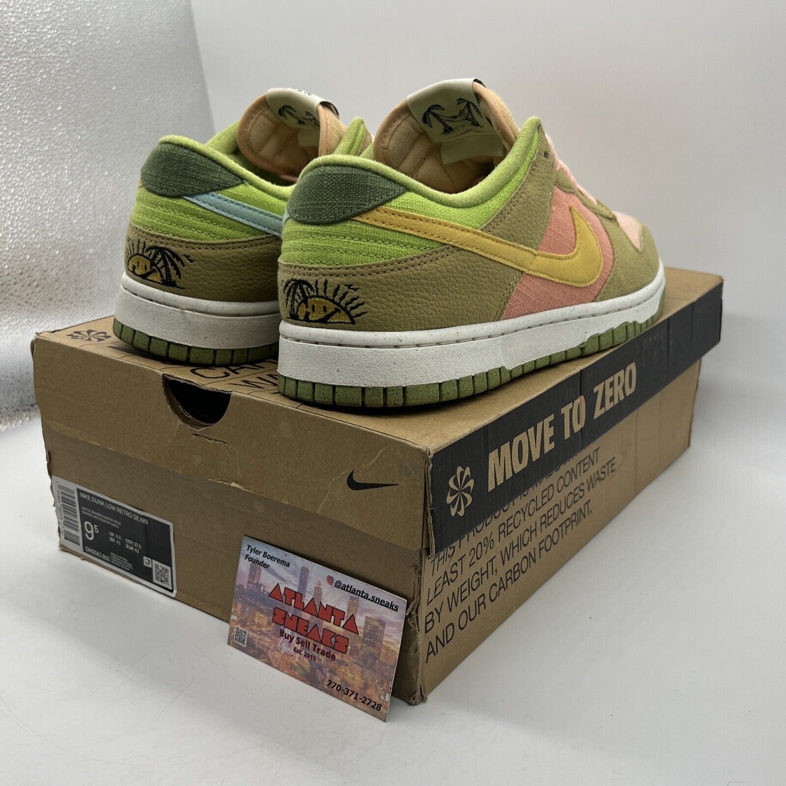 Size 9.5 - Nike Dunk Low Sun Club - Arctic Orange Sanded Gold Green (DM0583-800)