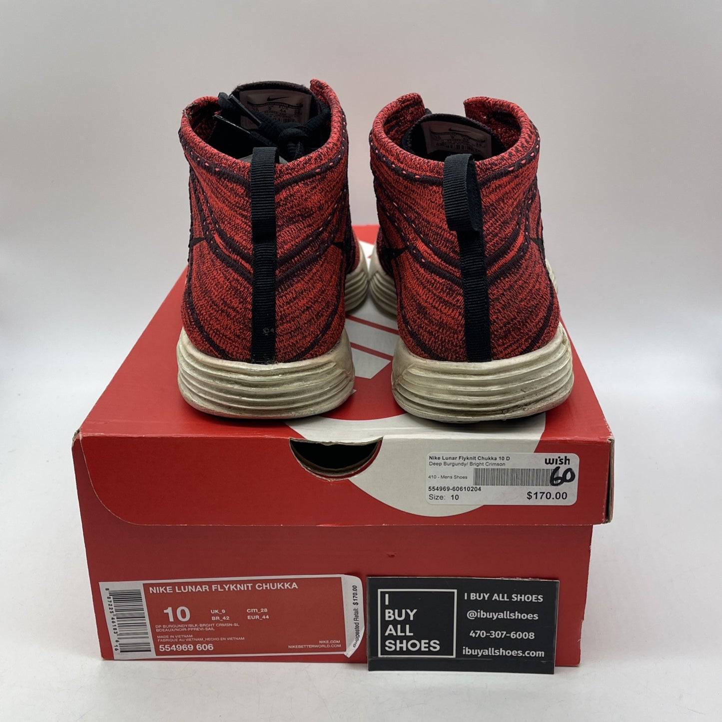 Size 10 - Nike Lunar Flyknit Chukka Red (554969-606)