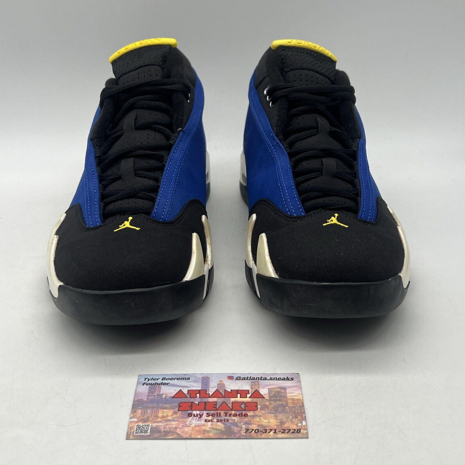 Size 10 - Air Jordan 14 Retro 2015 Low Laney Yellow Black White Suede 807511-405