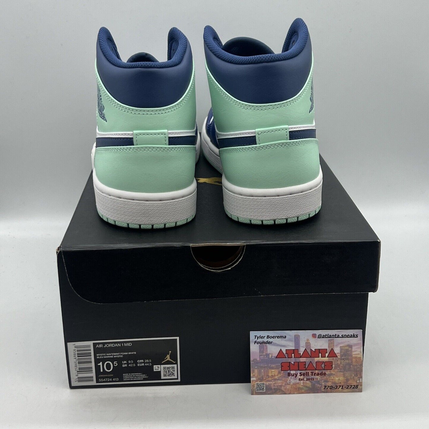 Size 10.5 - Jordan 1 Mid Blue Mint 2022 Brand New Og All