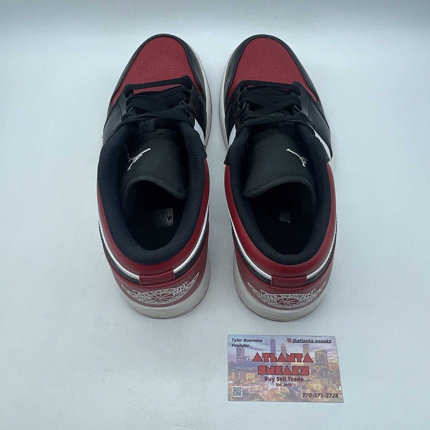 Size 10.5 - Jordan 1 Low Bred Toe Red Black White (553558-612)