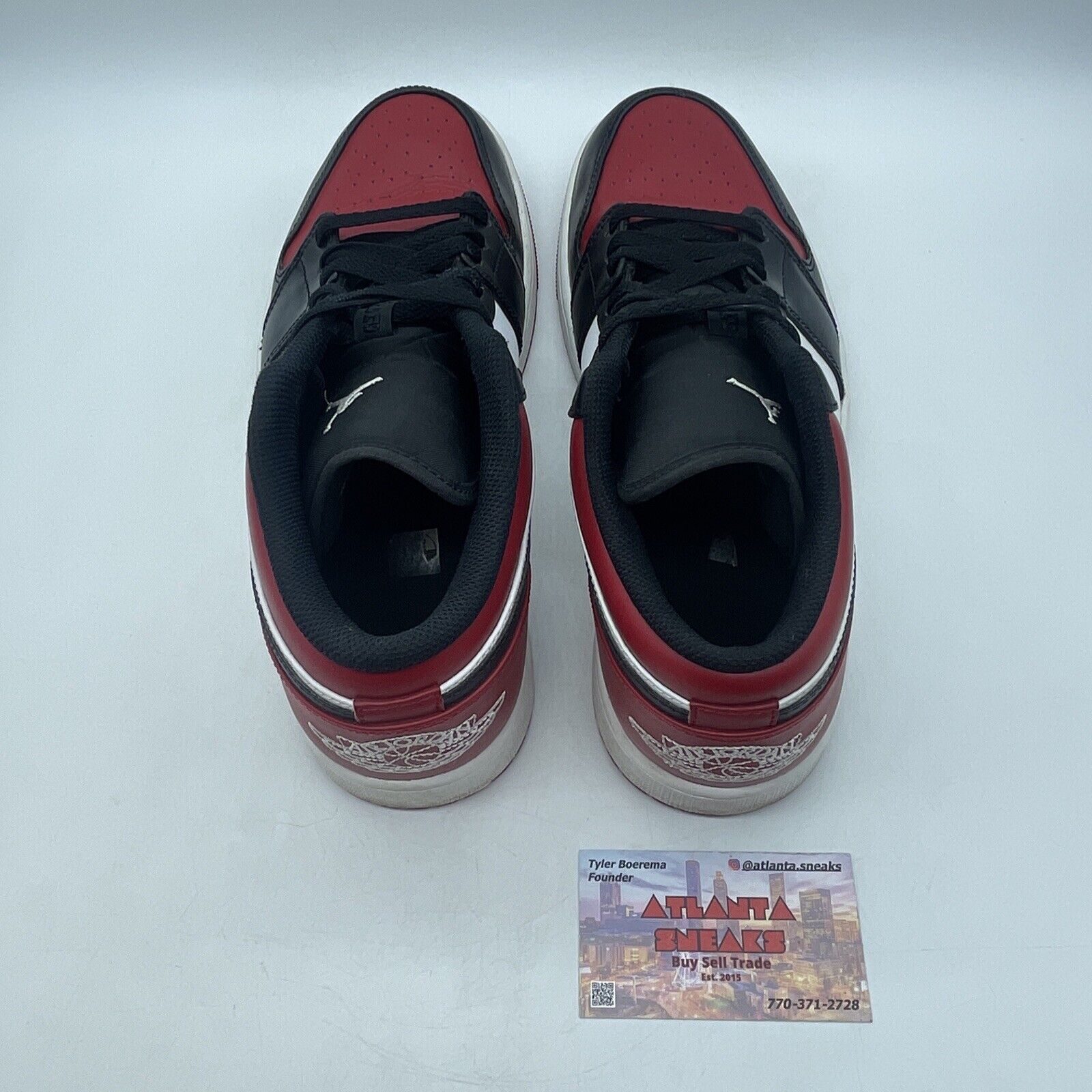 Size 10.5 - Jordan 1 Low Bred Toe Red Black White (553558-612)