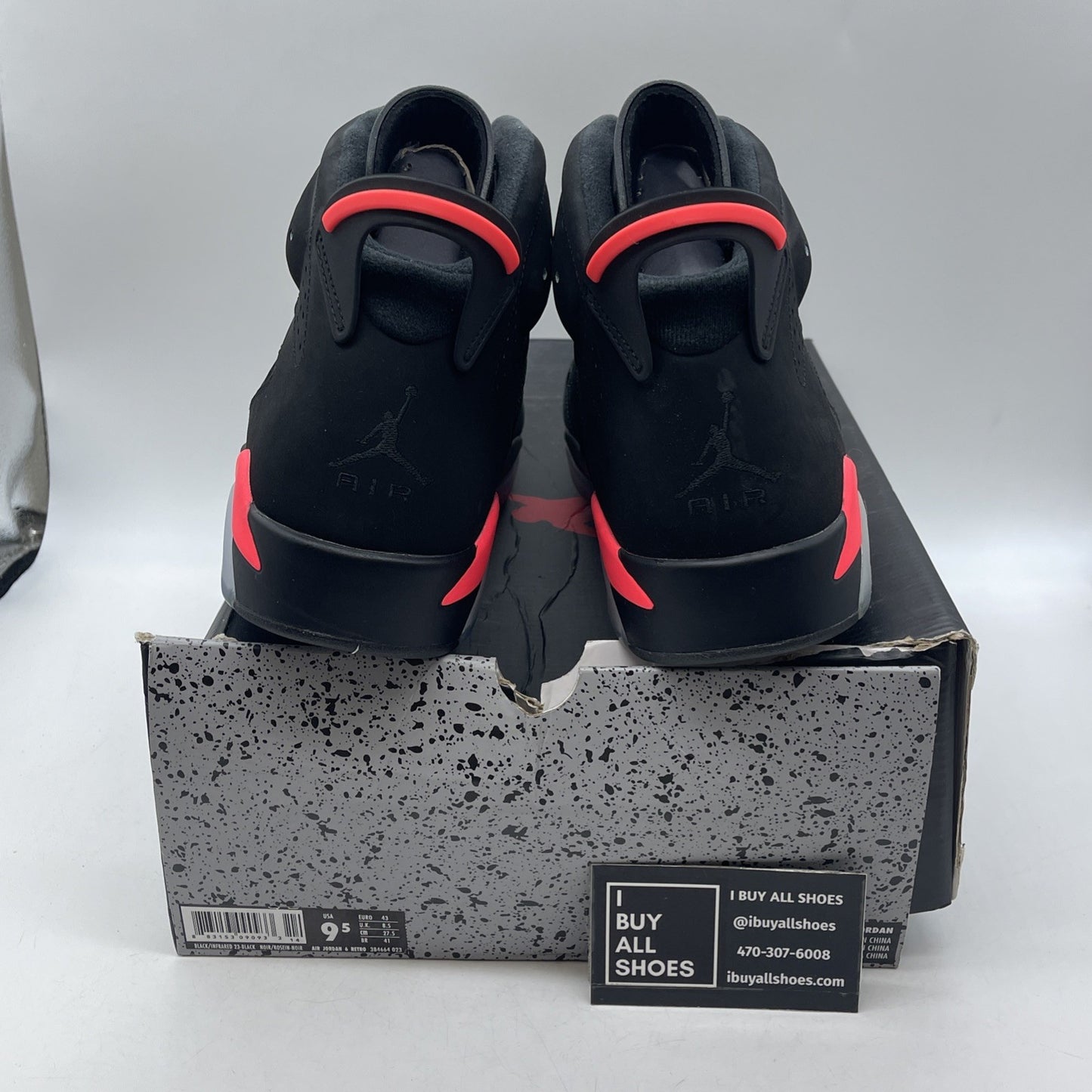 Size 9.5 - Air Jordan 6 Retro Infrared Black 2014 (384664-023)