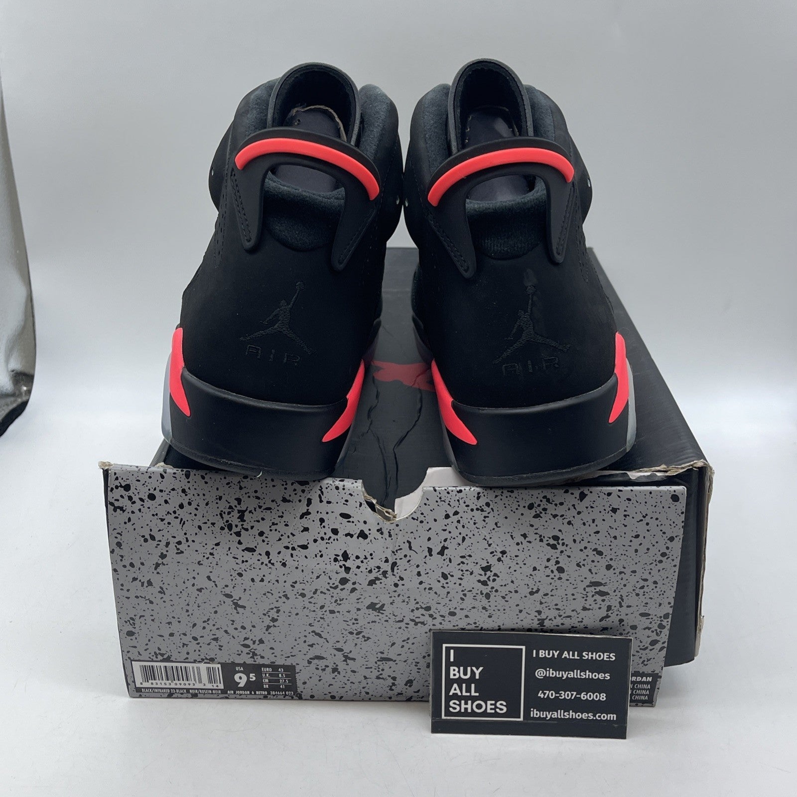 Size 9.5 - Air Jordan 6 Retro Infrared Black 2014 (384664-023)