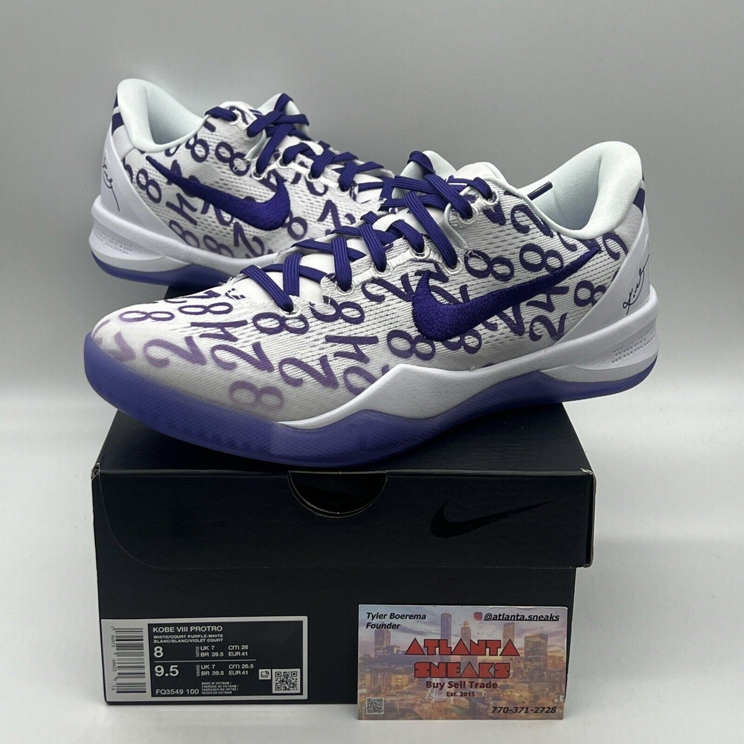 Size 8 - Nike Kobe 8 Protro Court Purple Brand New Og All DS Sneakers white