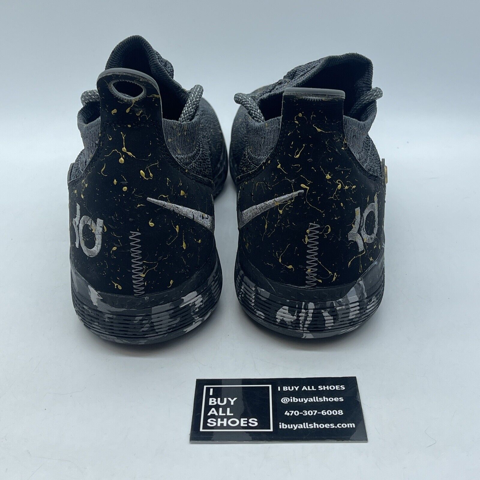 Size 11 - Nike Zoom KD 11 Gold Splatter Grey Yellow Black Suede (AO2604-901)