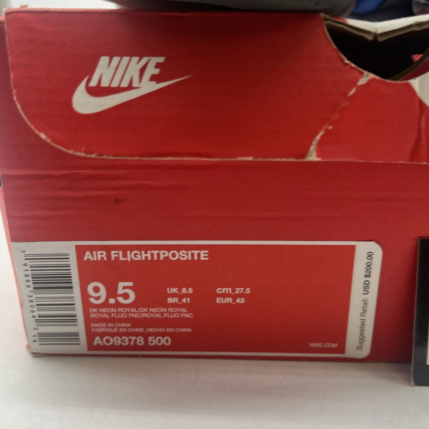 Size 9.5 - Nike Air Flightposite One Dark Neon Royal (AO9378-500)