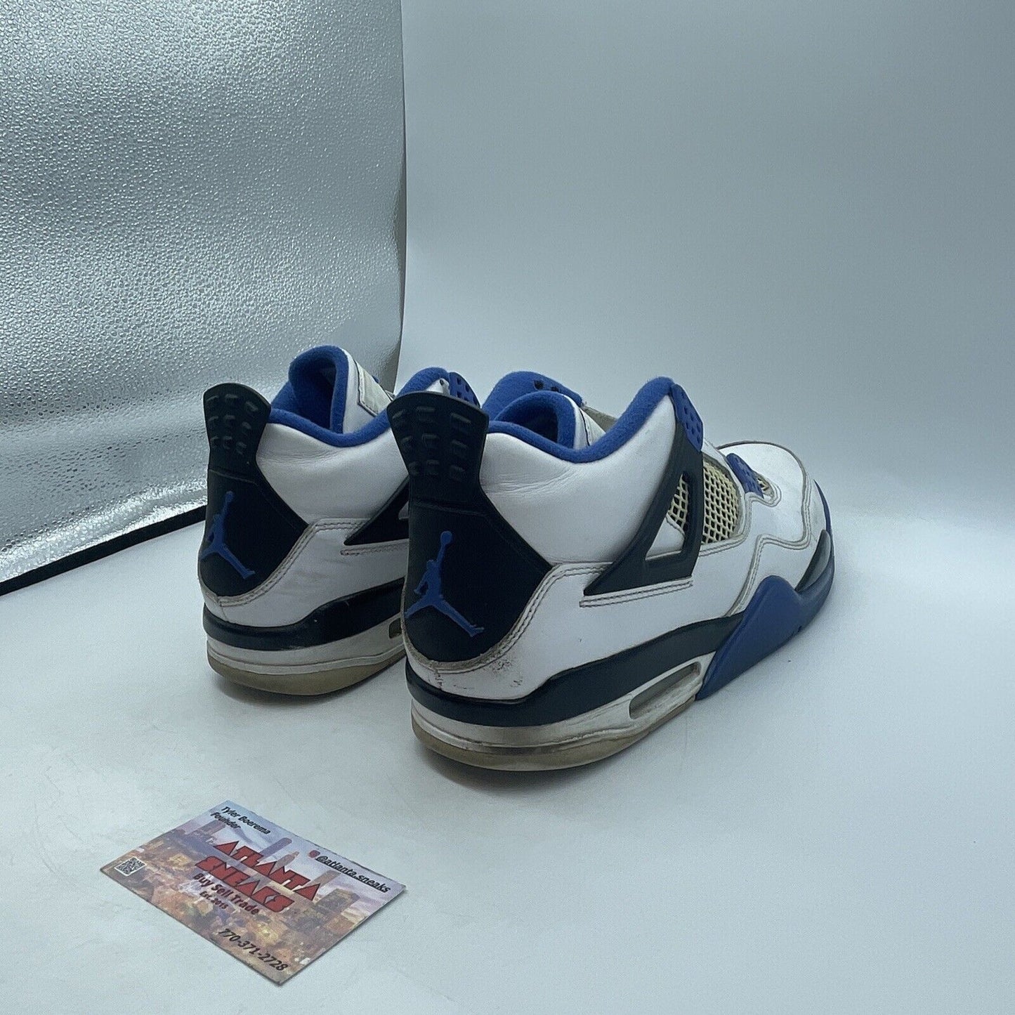 Size 11 - Jordan 4 Retro Mid Motorsports White Black Blue Leather (308497-117)