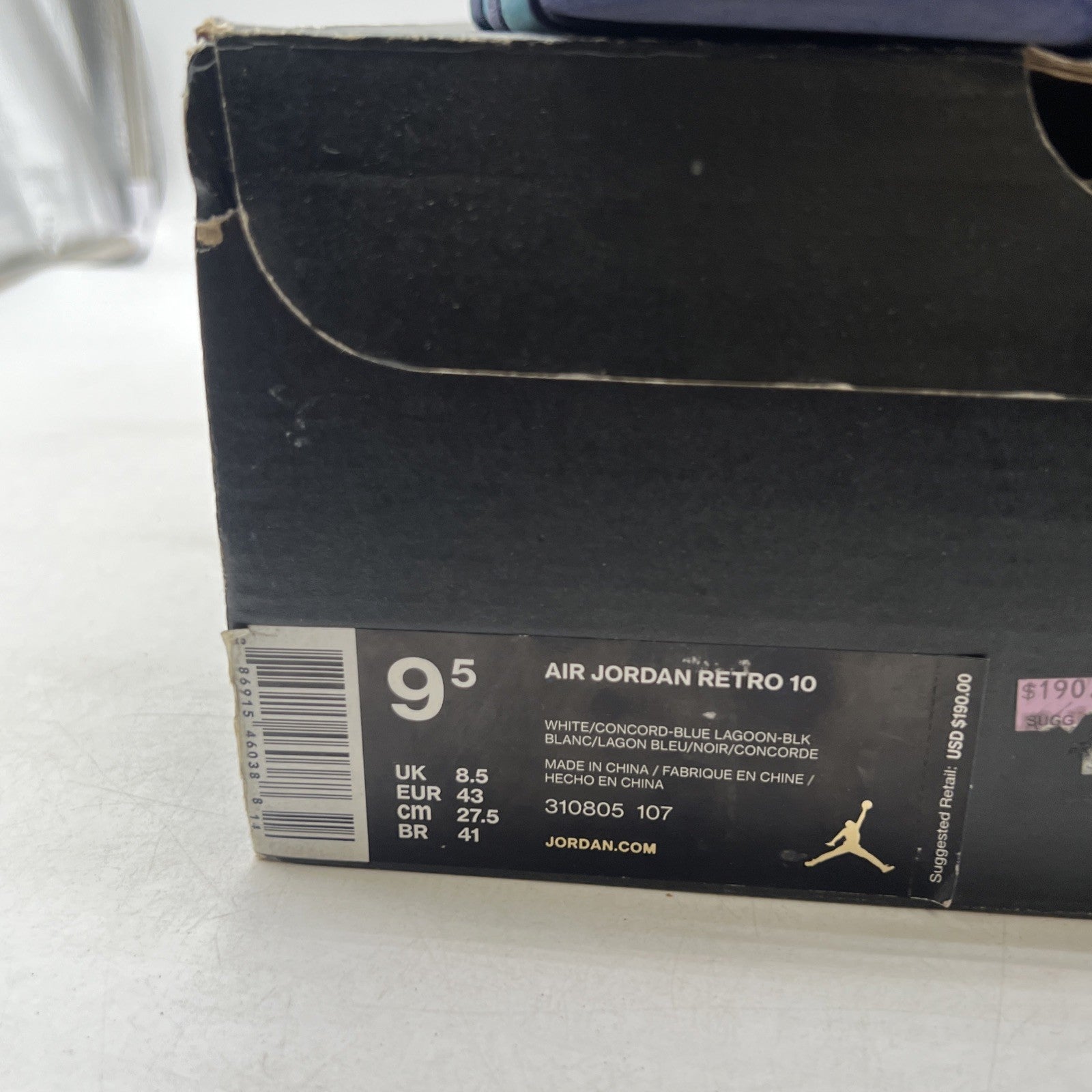 Size 9.5 - Air Jordan 10 Retro Charlotte Hornets (310805-107)