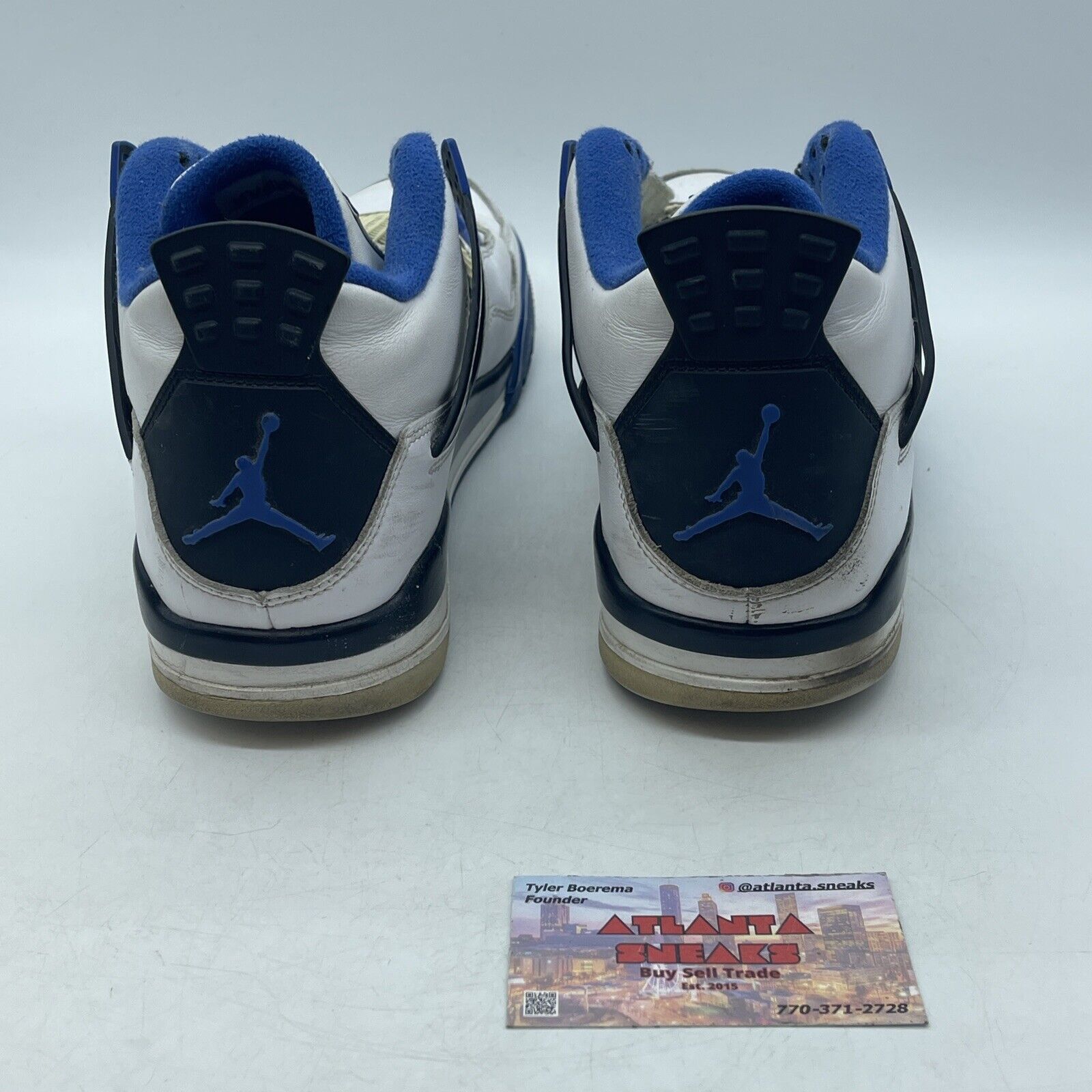 Size 11 - Jordan 4 Retro Mid Motorsports White Black Blue Leather (308497-117)
