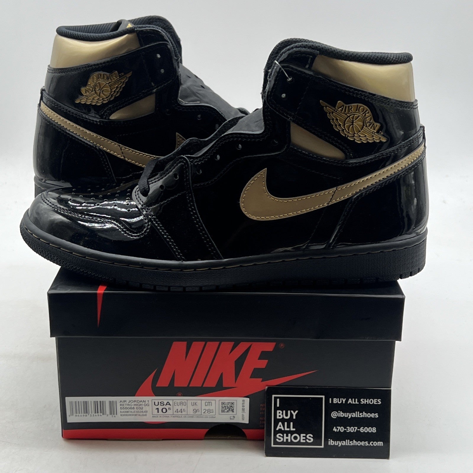 Size 10.5 - Air Jordan 1 Black 2020 (555088-032)