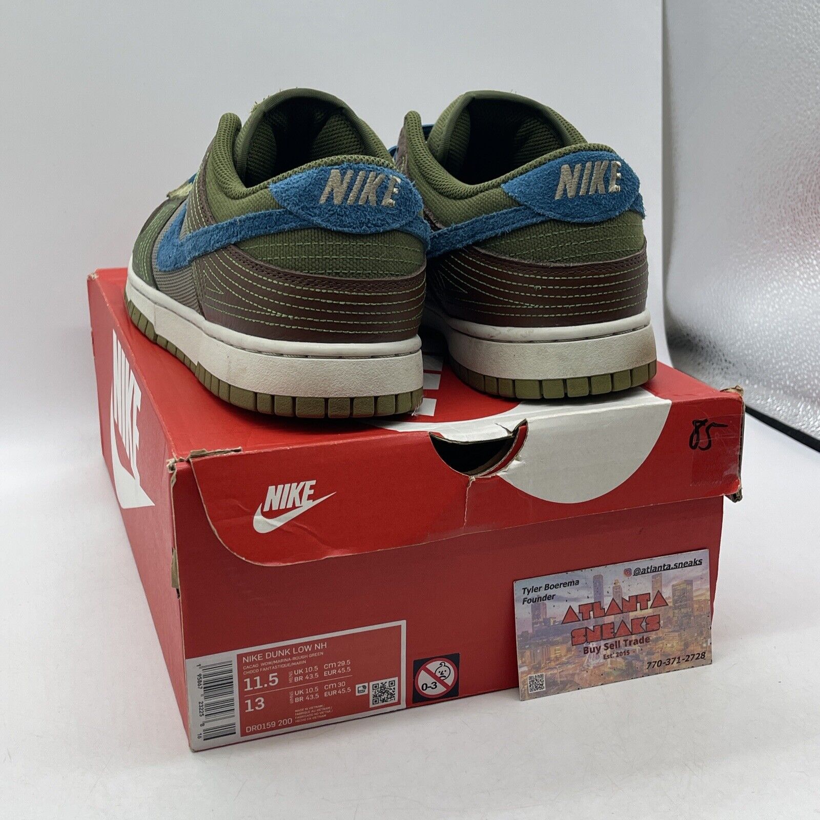Size 11.5 - Nike Dunk NH Low Cacao Wow Green Blue Suede Leather (DR0159-200)