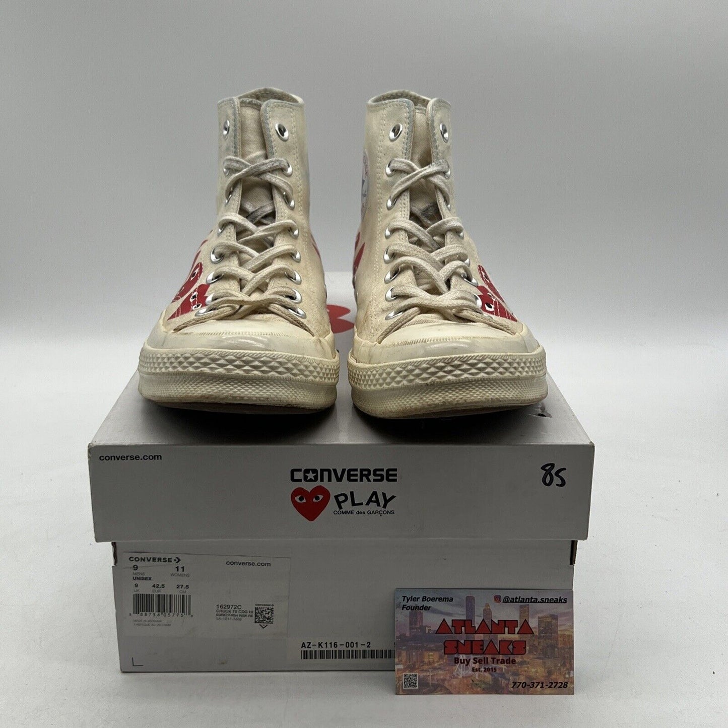 Size 9 - Converse Womens CTAS 70 HI (162972C) Off-White Red High Top