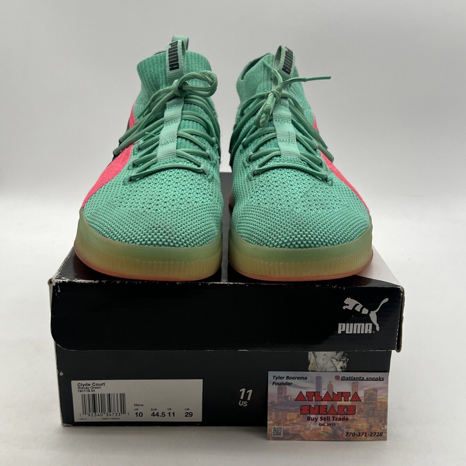 Size 10 -PUMA Men’s Clyde Court Ocean Drive Biscay Green Pink (191715-01)