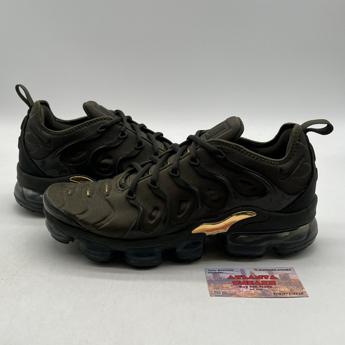 Size 9.5 - Nike Air VaporMax Plus Cargo Khaki Gold (924453-300)