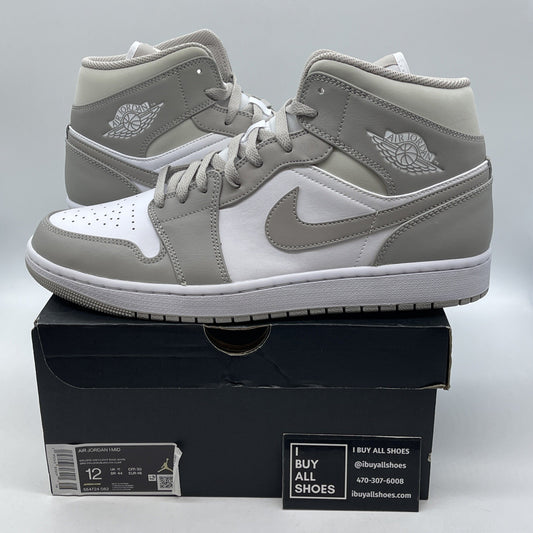 Size 12 - Air Jordan 1 Mid College Grey White Leather (554724-082)