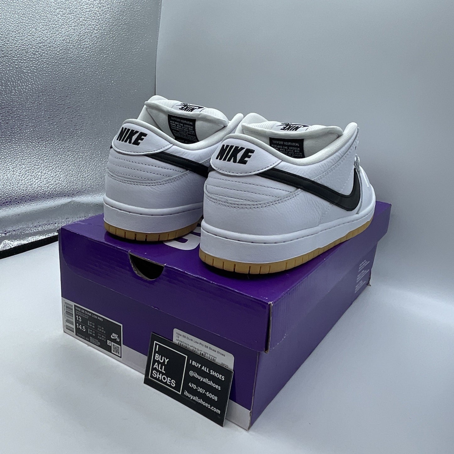 Size 13 - Nike SB Dunk Low White Gum Black Leather (CD2563-101)