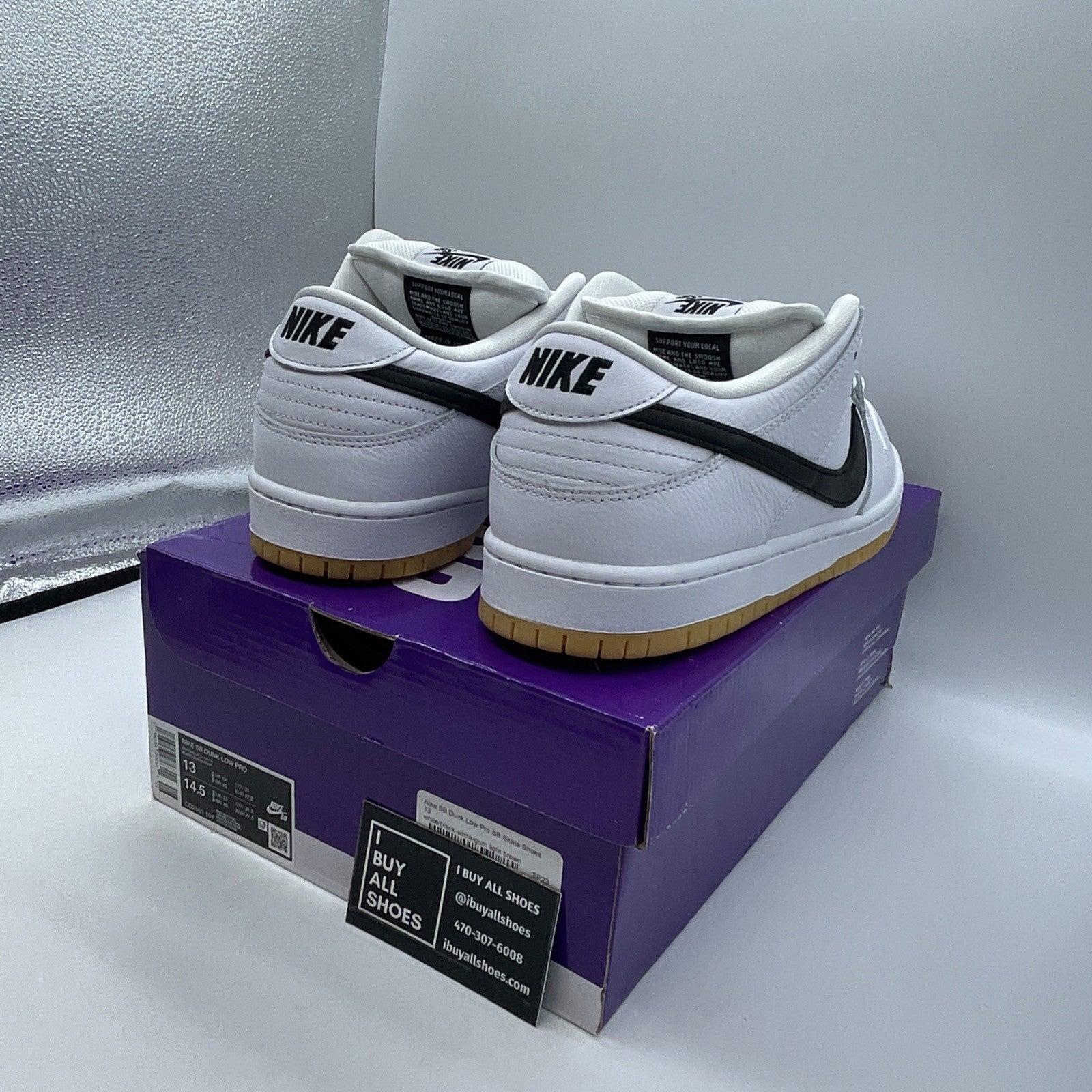 Size 13 - Nike SB Dunk Low White Gum Black Leather (CD2563-101)