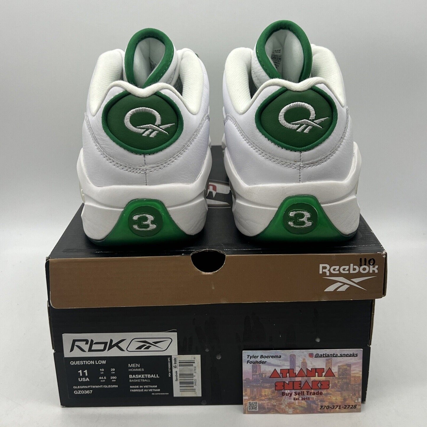 Size 11 - Reebok Question Low Green Toe White Leather (GZ0367)