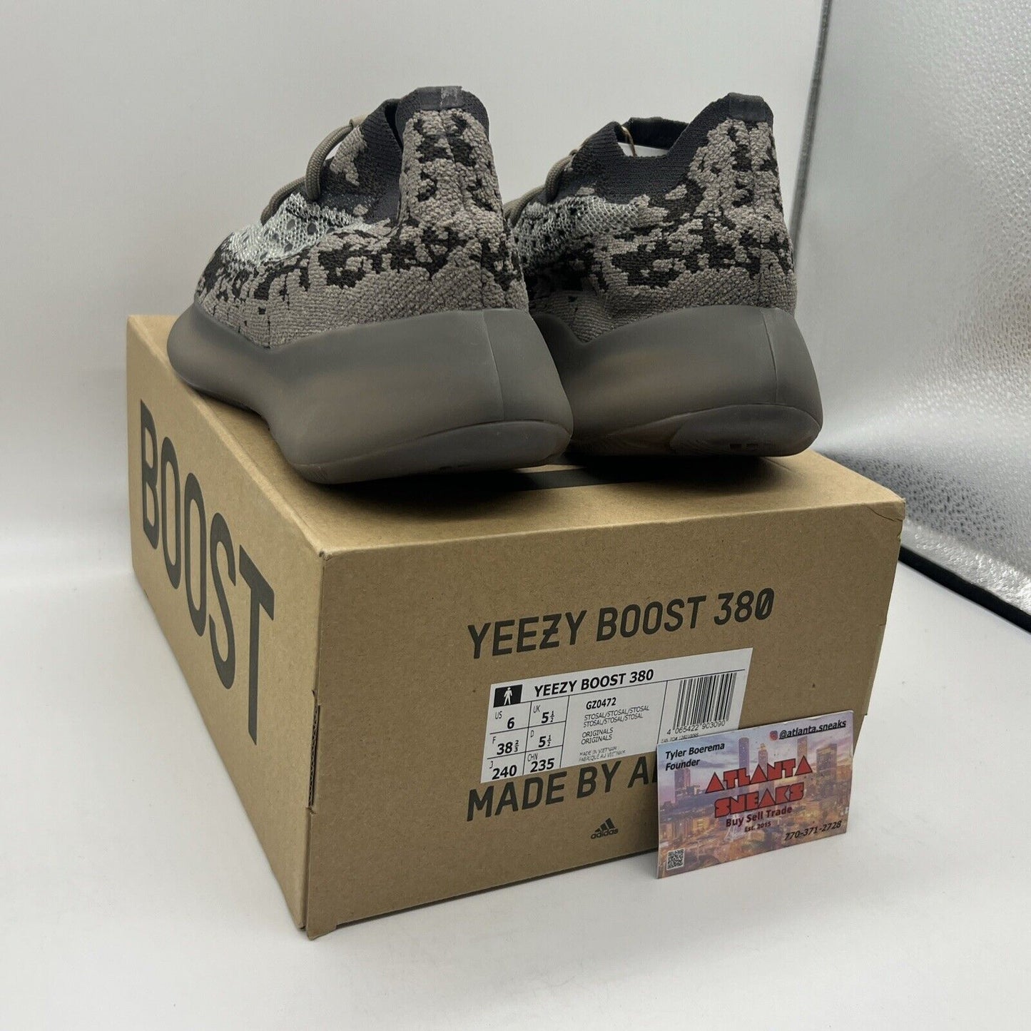 Size 6 - adidas Yeezy Boost 380 Stone Salt Brand New Og All Black Grey Ds