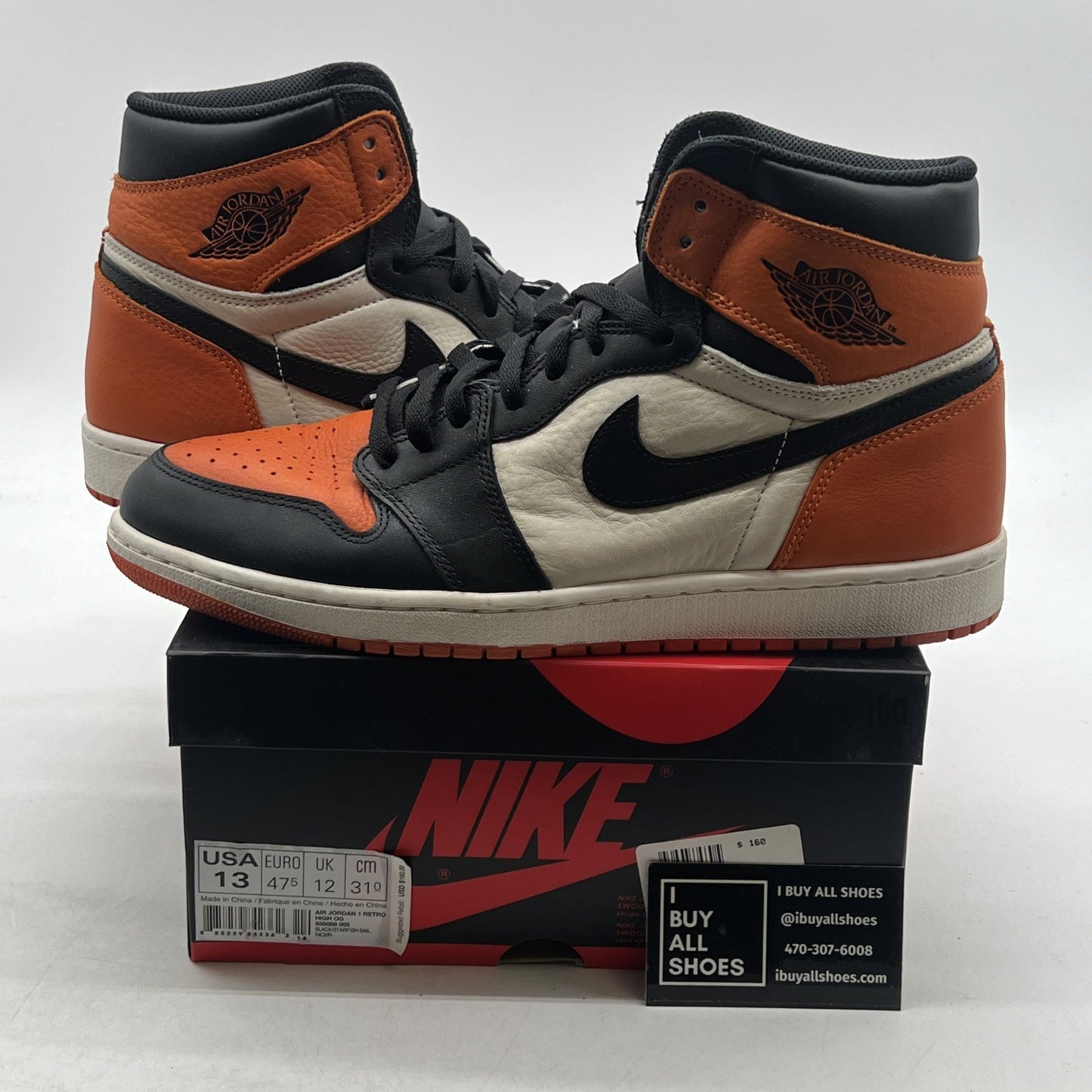 Size 13 - Air Jordan 1 Retro OG High Shattered Backboard (555088-005)