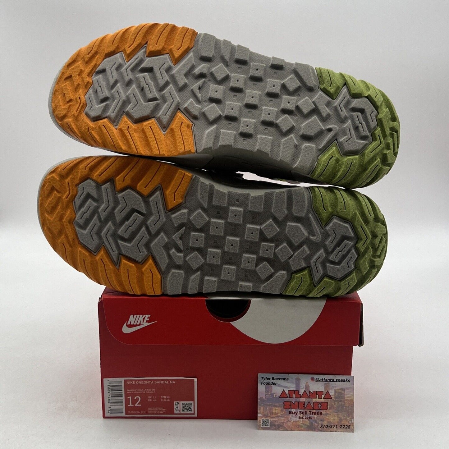 Size 12 -Nike Oneonta Men’s Trail Sandals DJ6604-100 Grey Blue Orange Green Shoe
