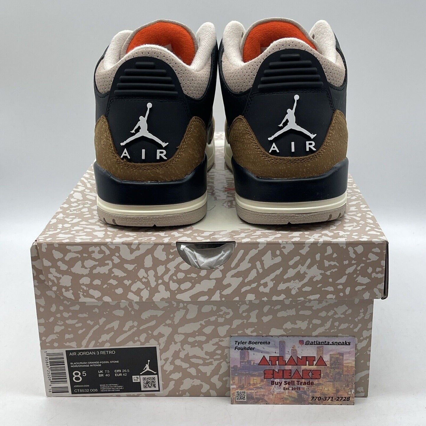 Size 8.5 - Jordan 3 Retro Mid Desert Elephant Black Leather Suede (CT8532-008)