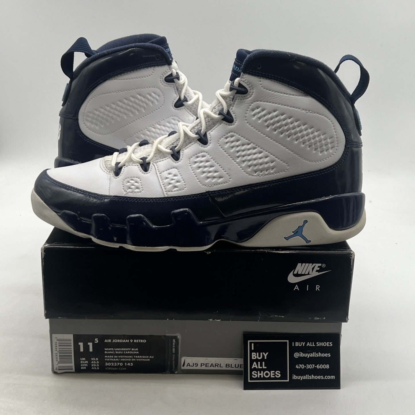 Size 11.5 - Air Jordan 9 Retro UNC (302370-145)
