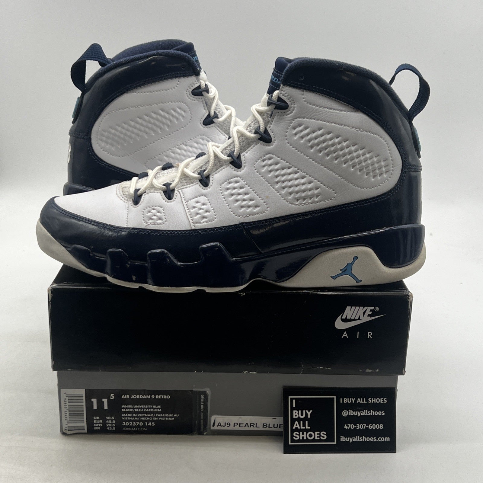 Size 11.5 - Air Jordan 9 Retro UNC (302370-145)