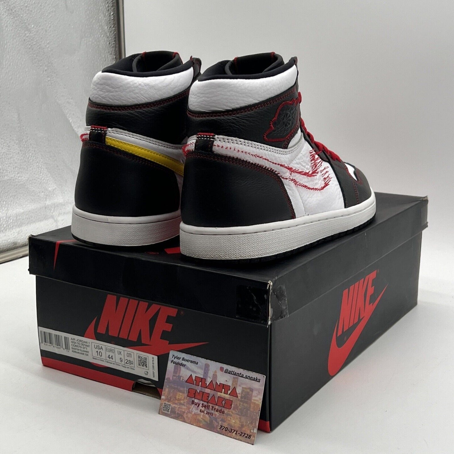 Size 10 - Air Jordan 1 Retro OG High Defiant Black White Leather (CD6579-071)