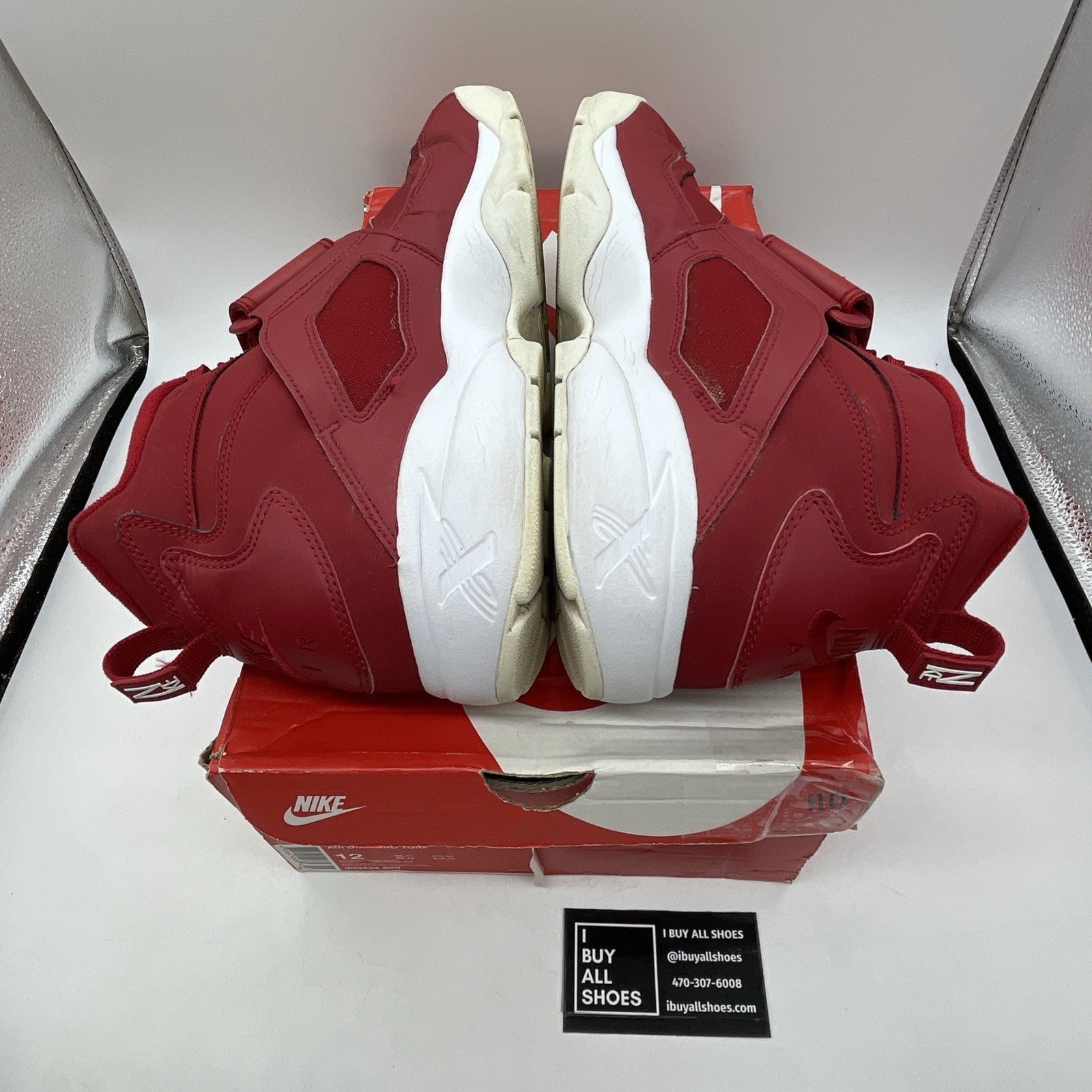 Size 12 - Nike Air Diamond Turf Gym Red White Suede (309434-600)