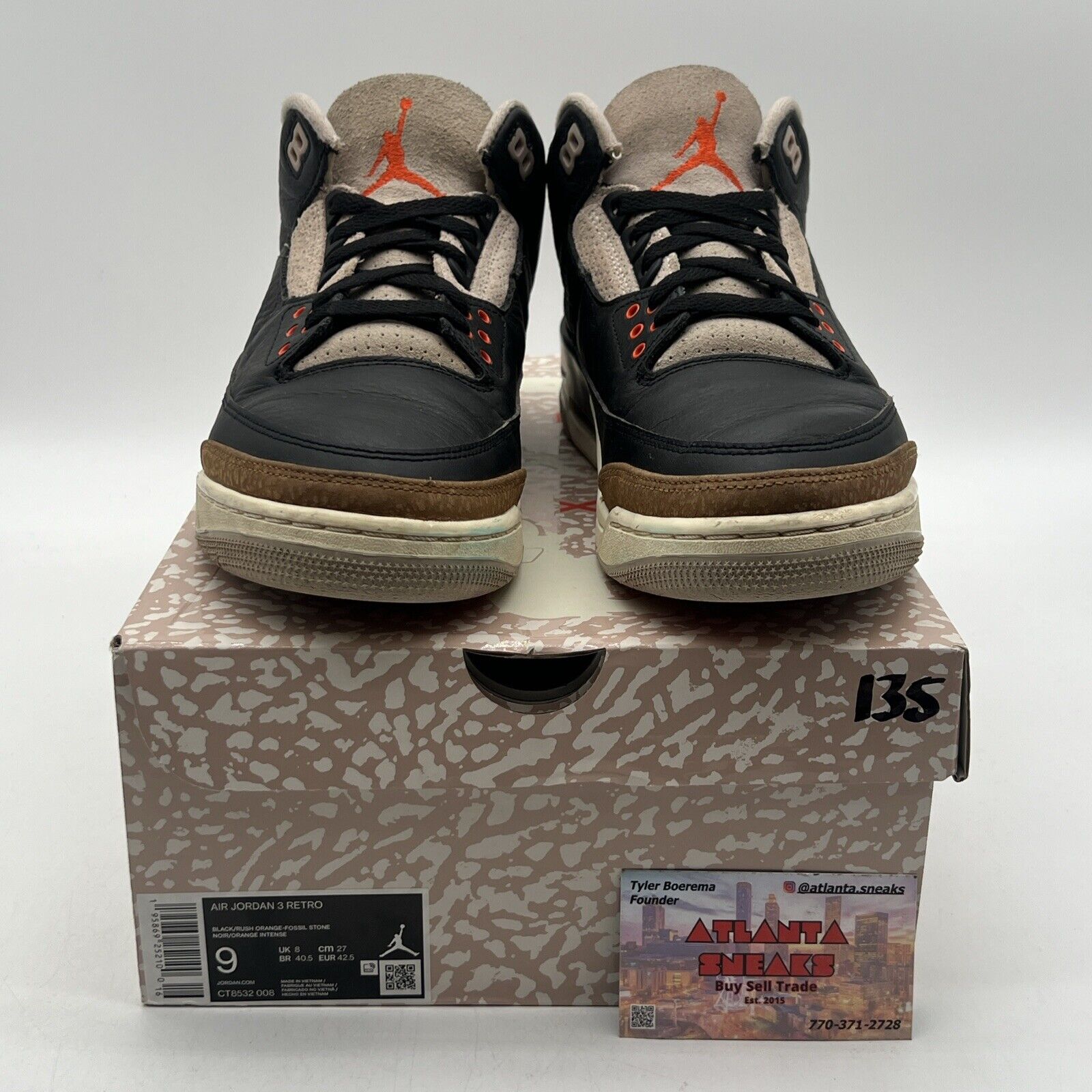 Size 9 - Jordan 3 Retro Mid Desert Elephant Black Brown Leather (CT8532-008)