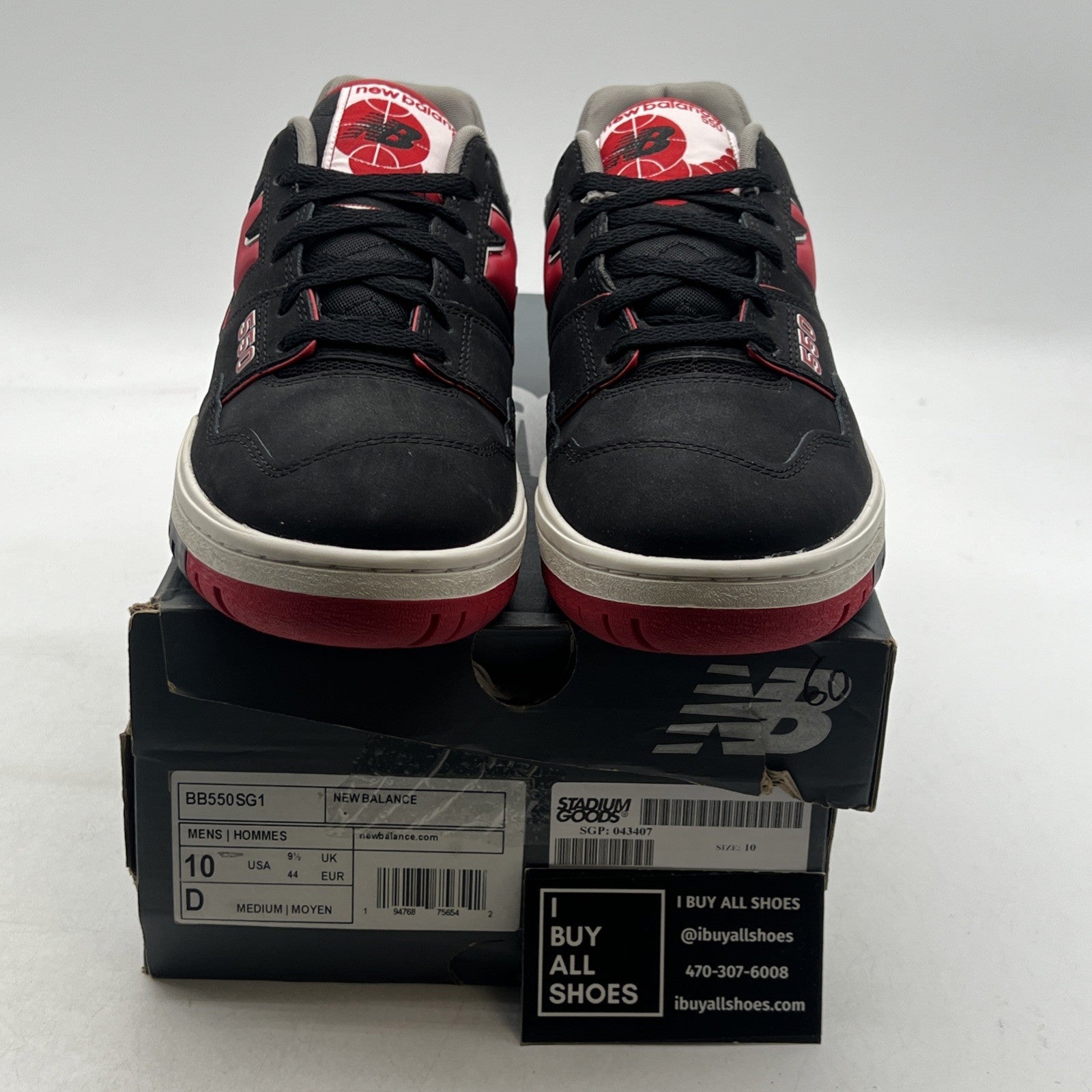 Size 10 - New Balance 550 Black Red (BB550SG1)