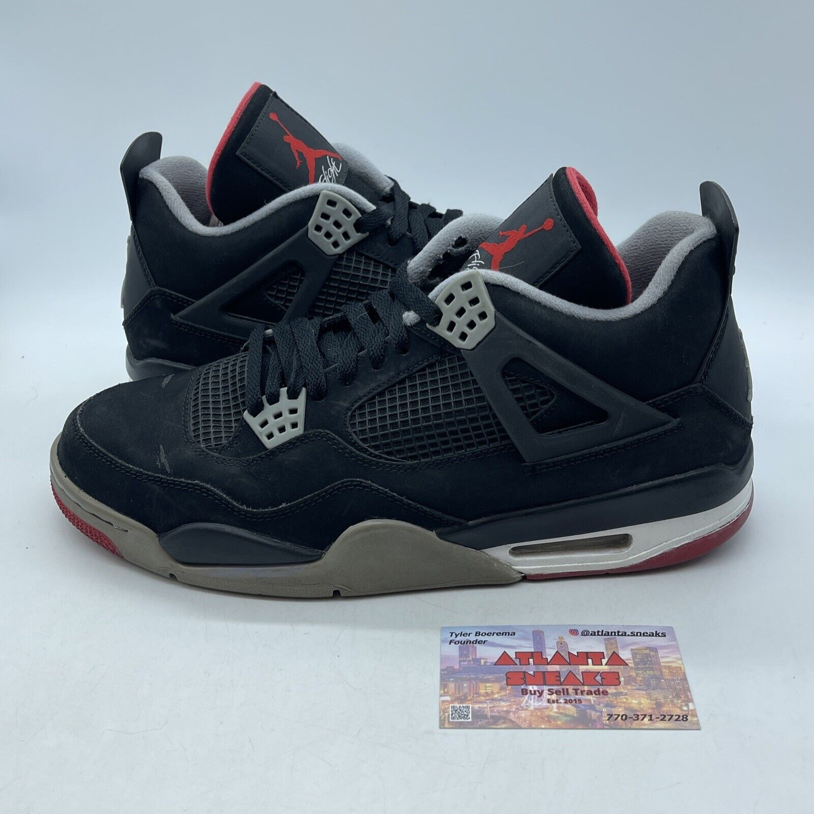 Size 11.5 - Jordan 4 Retro bred release 2012 Black Red Suede Leather (308497-089