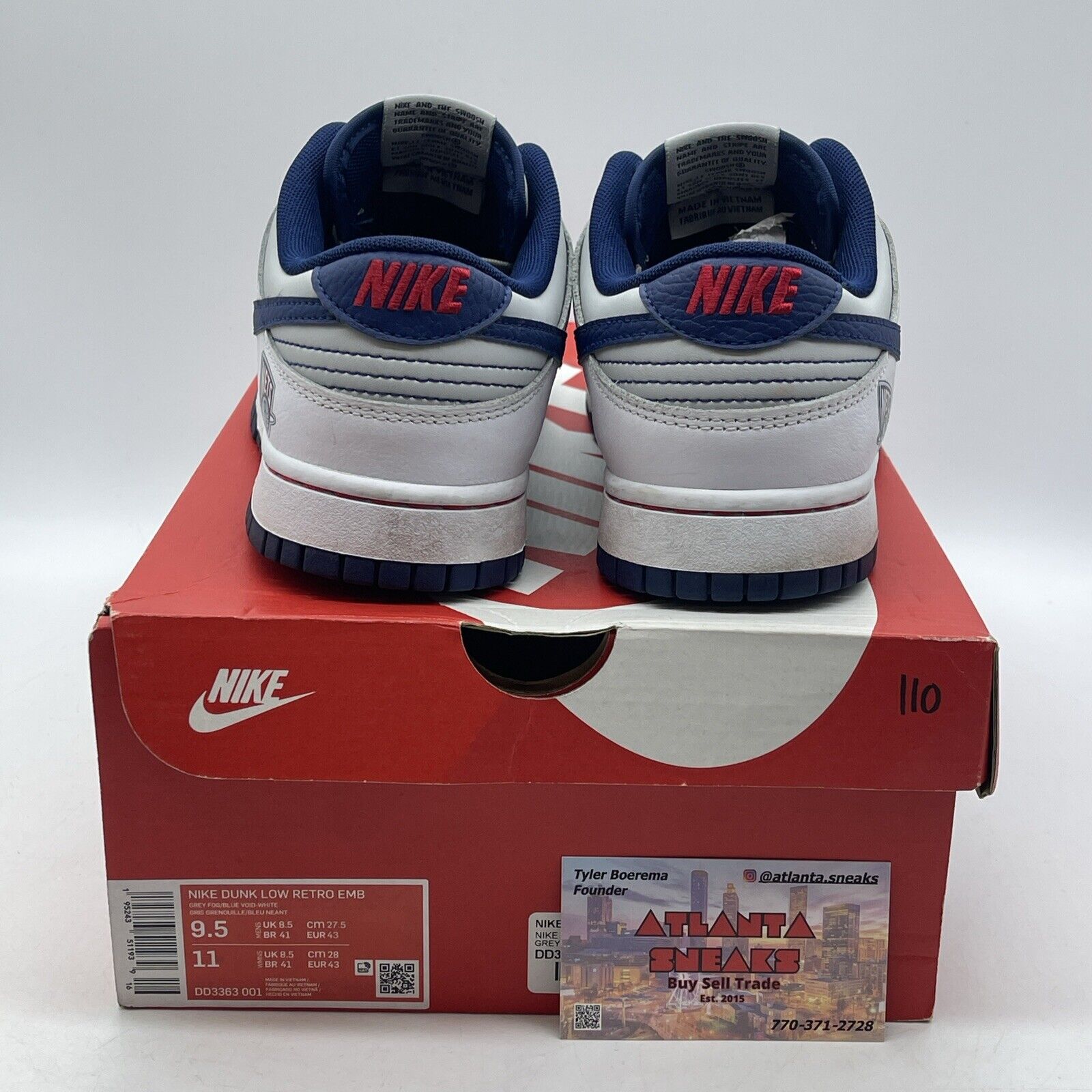 Size 9.5 - Nike NBA x Dunk EMB Low 75th Anniversary - Nets Blue (DD3363-001)