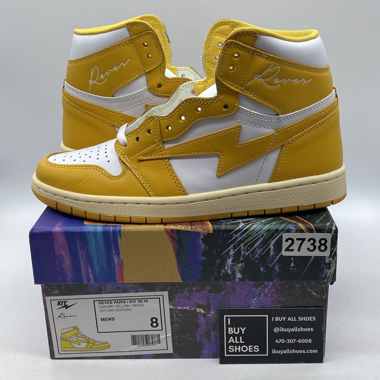 Size 8 -KIY REVES PARIS '85 HI KIY DAY EDITION CANARY YELLOW OFF WHITE 1 POLLEN